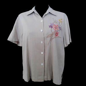 ERIKA Button Up Short Sleeve Linen Blouse